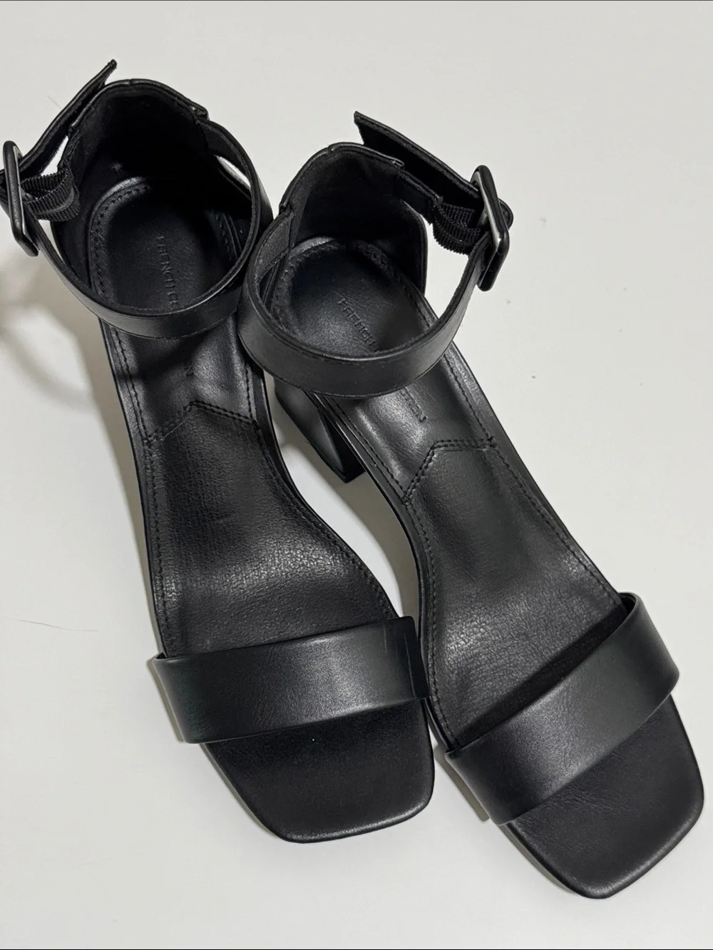French Connection Black Ankle-Strap Block Heel Sandals
